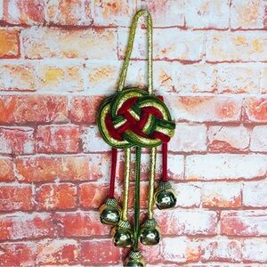 Vintage Gold, Green and Red Celtic Knot Holiday Decorative Bells